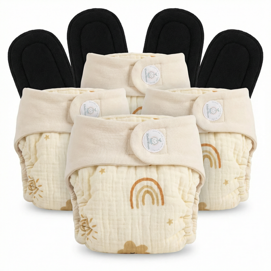 Pack 4 Organic Bamboo Charcoal Pad with Crinkled Muslin diaper