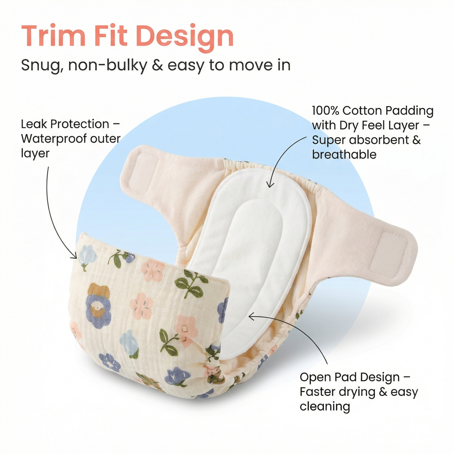 Pack 2 Organic Bamboo Charcoal Pad with Crinkled Muslin diaper