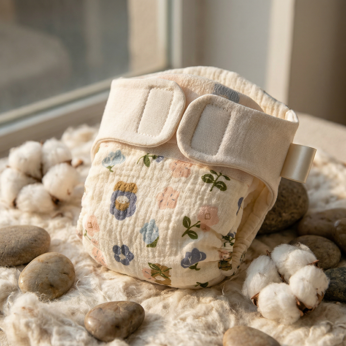 Pack 2 Organic Bamboo Charcoal Pad with Crinkled Muslin diaper