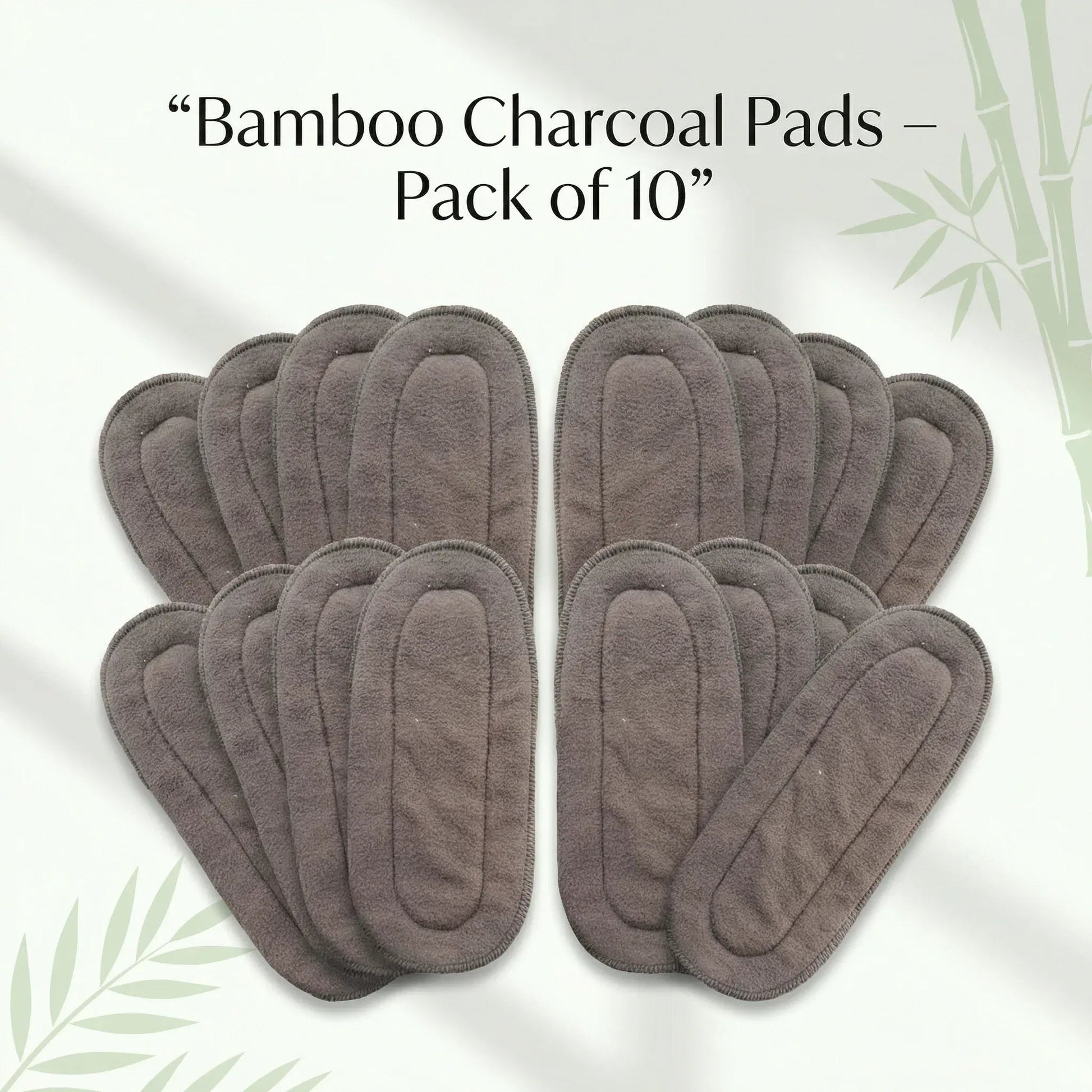 Five‑Layer Bamboo Charcoal Diaper Pad – Pack of 10 Super Absorbent, Odor‑Free Reusable Cloth Diaper Inserts for Newborns & Heavy Wetters - KinderBloom