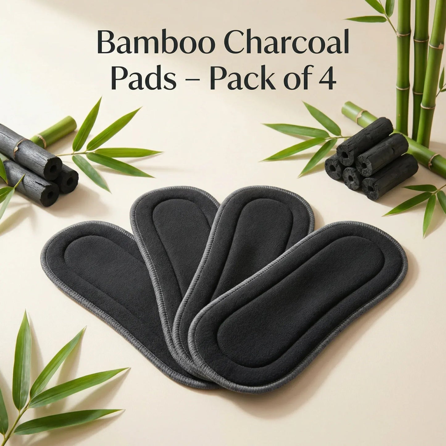 Five‑Layer Bamboo Charcoal Diaper Pads – Pack of 4 | Super Absorbent, Odor‑Free Reusable Cloth Diaper Inserts for Newborns & Heavy Wetters - KinderBloom