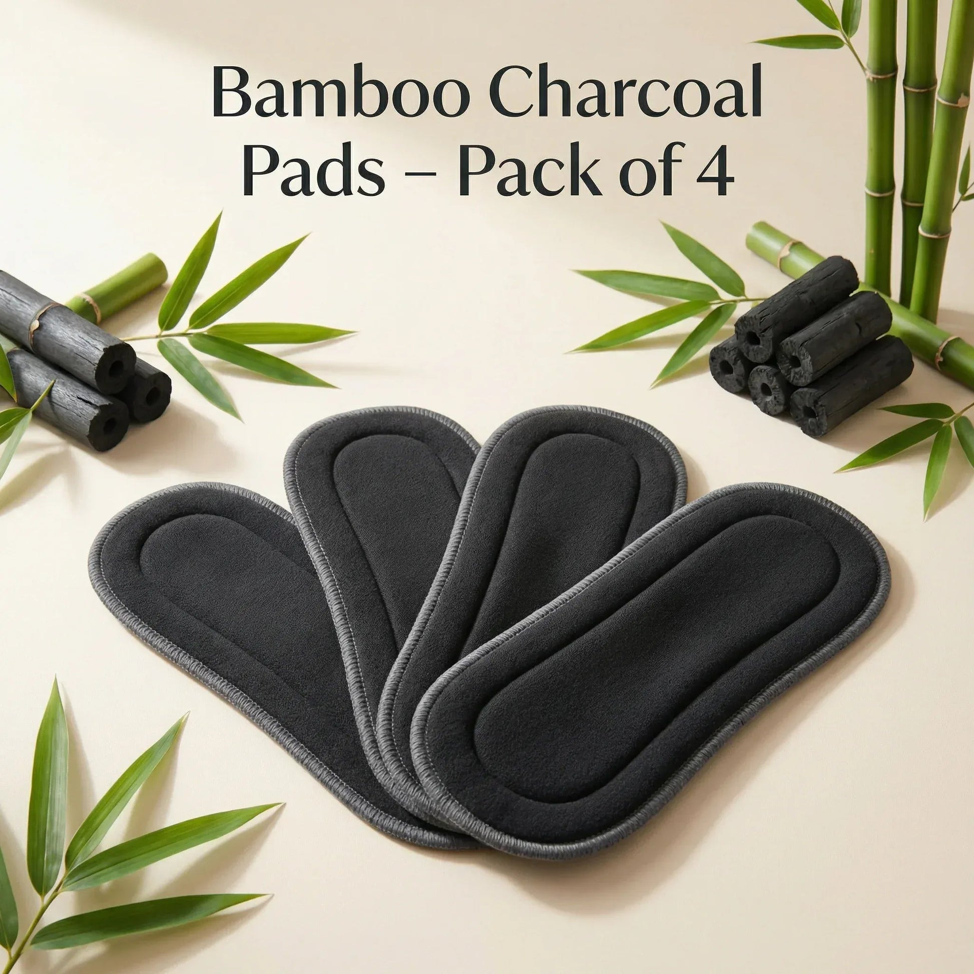 Five‑Layer Bamboo Charcoal Diaper Pads – Pack of 4 | Super Absorbent, Odor‑Free Reusable Cloth Diaper Inserts for Newborns & Heavy Wetters - KinderBloom