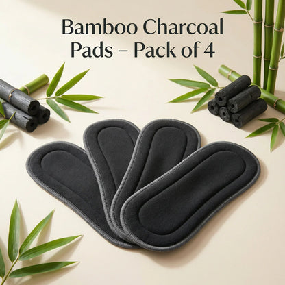 Five‑Layer Bamboo Charcoal Diaper Pads – Pack of 4 | Super Absorbent, Odor‑Free Reusable Cloth Diaper Inserts for Newborns & Heavy Wetters - KinderBloom
