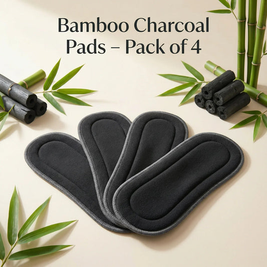 Five‑Layer Bamboo Charcoal Diaper Pads – Pack of 4 | Super Absorbent, Odor‑Free Reusable Cloth Diaper Inserts for Newborns & Heavy Wetters - KinderBloom