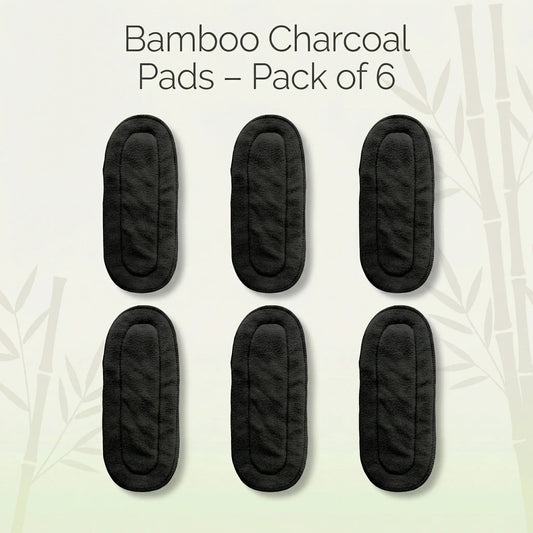 Five‑Layer Bamboo Charcoal Diaper Pads – Pack of 6 | Super Absorbent, Odor‑Free Reusable Cloth Diaper Inserts for Newborns & Heavy Wetters - KinderBloom