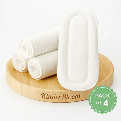 Heavy wetter organic cotton diaper pads pack of 4 for newborn baby cloth diapers - KinderBloom