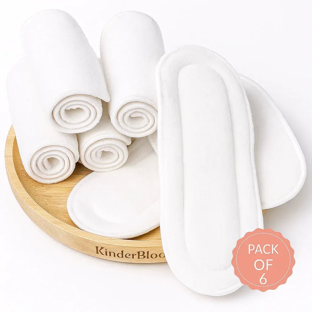Heavy wetter organic cotton diaper pads pack of 6 for newborn baby cloth diapers - KinderBloom