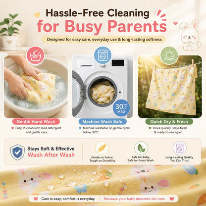 LittleNest Baby Mattress Protector | Extra Absorbent Quick Dry Sheet for Newborn Babies | Waterproof & Reusable Urine Pad for Cot & Bed | 50x70cm | Cute Rabbit Prints | Yellow/Pink/Blue - KinderBloom