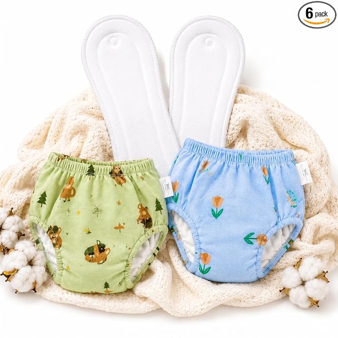 Muslin Cotton Baby Diaper Training Pants Reusable | Washable Cloth Diaper Pants | Super Absorbent | Rash Free | Soft on Skin | Pack of 2 - KinderBloom