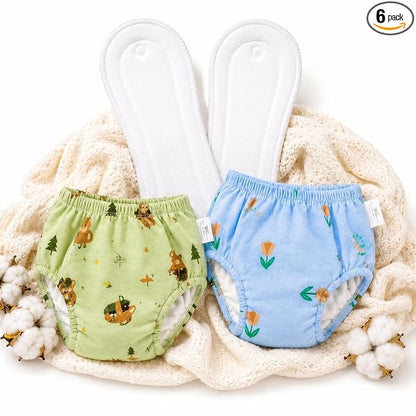 Muslin Cotton Baby Diaper Training Pants Reusable | Washable Cloth Diaper Pants | Super Absorbent | Rash Free | Soft on Skin | Pack of 2 - KinderBloom