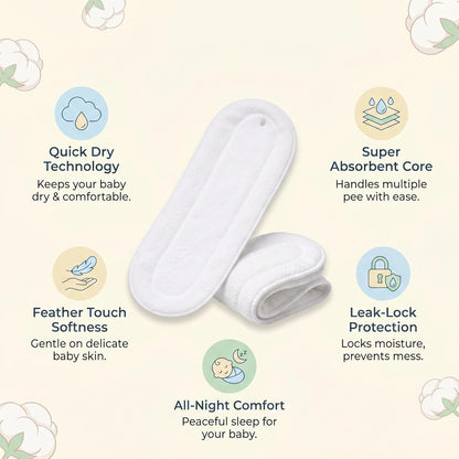 Muslin Cotton Baby Diaper Training Pants Reusable | Washable Cloth Diaper Pants | Super Absorbent | Rash Free | Soft on Skin | Pack of 6 - KinderBloom