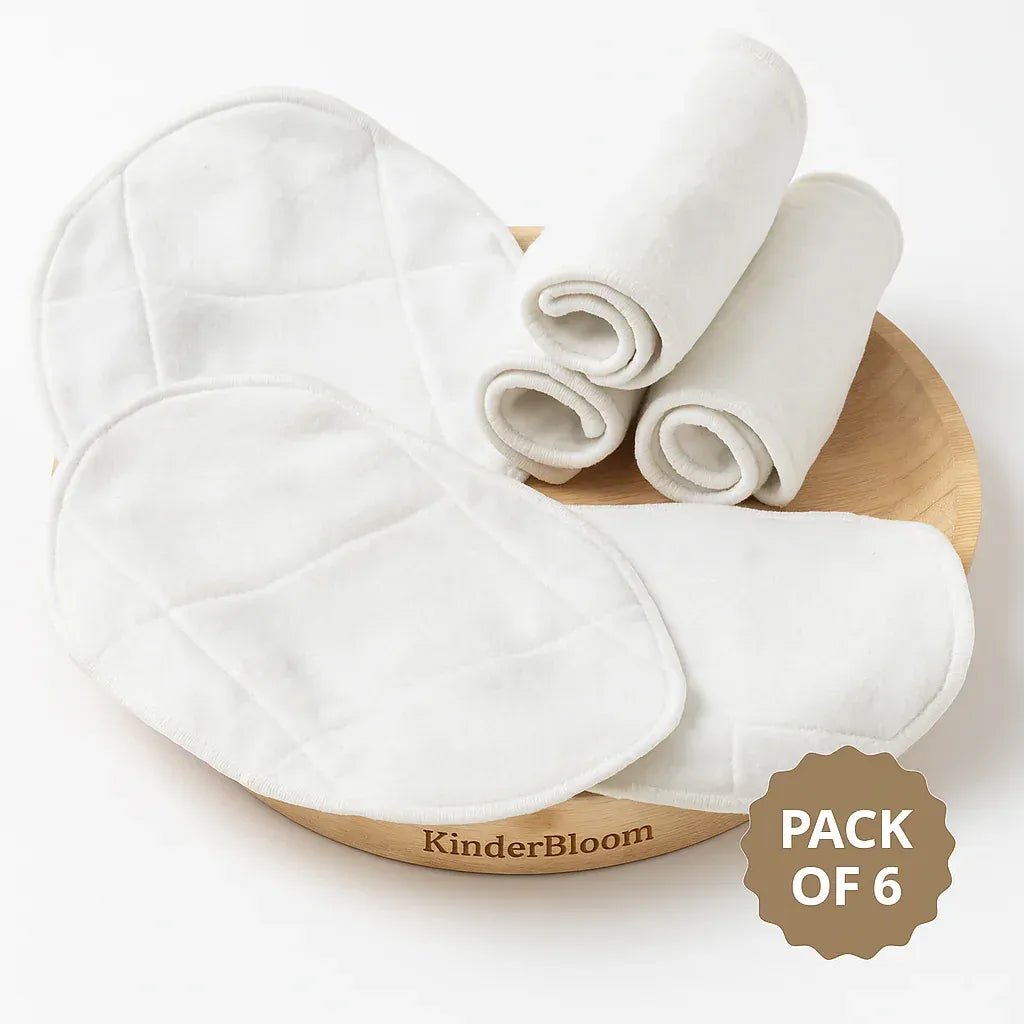 Organic cotton booster pads pack of 6 for newborn baby cloth diapers - KinderBloom