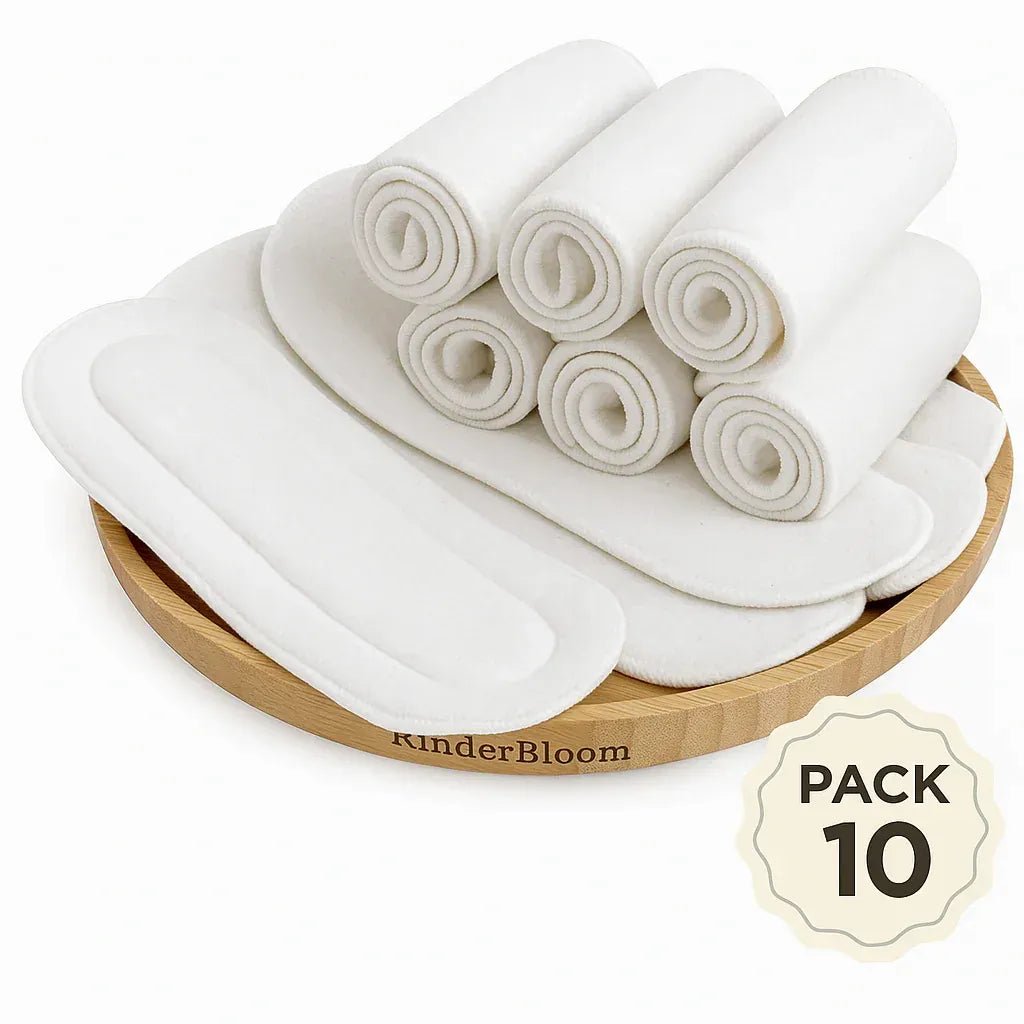 Pack of 10 Heavy Wetter Organic Cotton Diaper Pads for Newborn Babies – Reusable High‑Absorbency Cloth Diaper Inserts - KinderBloom