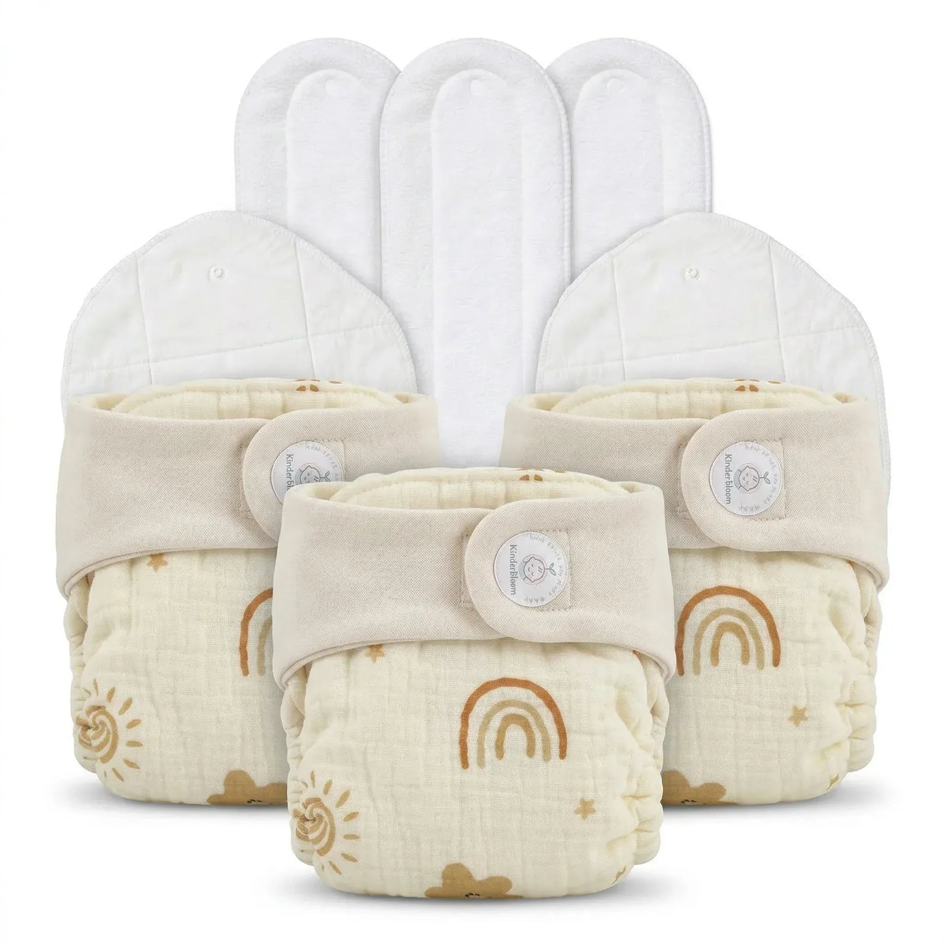 Pack of 3 Organic Reusable Muslin Diaper with Cotton & Booster Pad | KinderBloom India - KinderBloom