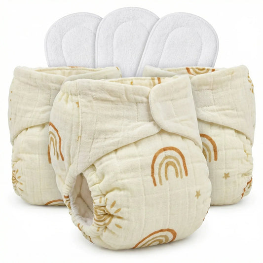 Pack of 3 Premium Organic Muslin Nappy with Booster Pad | KinderBloom India - KinderBloom