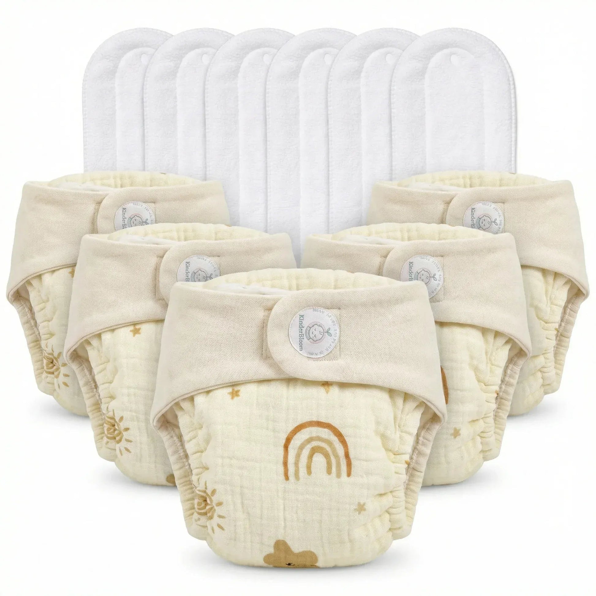 Pack of 5 Organic Reusable Muslin Diaper with Cotton Pad | KinderBloom India - KinderBloom