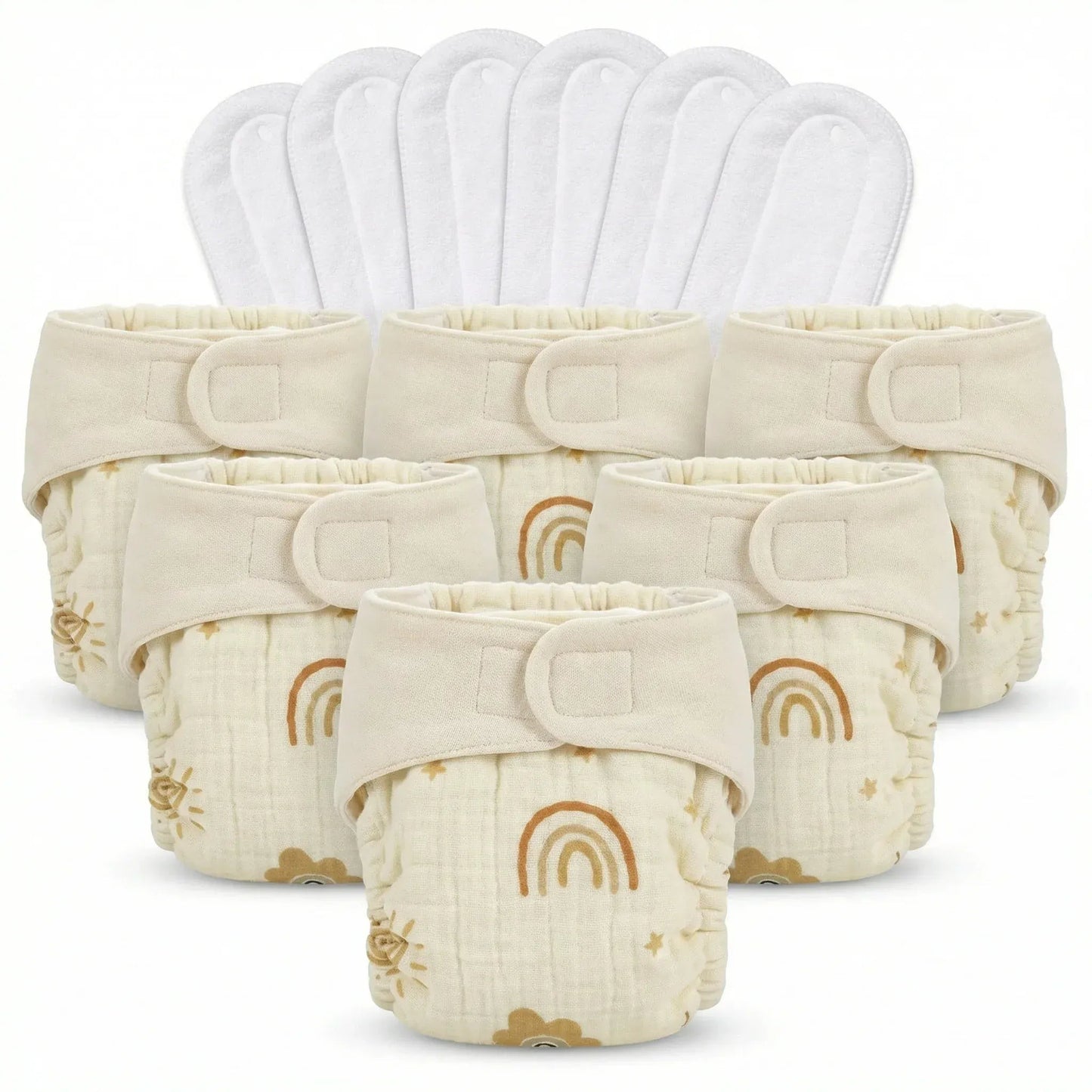 Pack of 6 Organic Reusable Muslin Diaper with Cotton Pad | KinderBloom India - KinderBloom