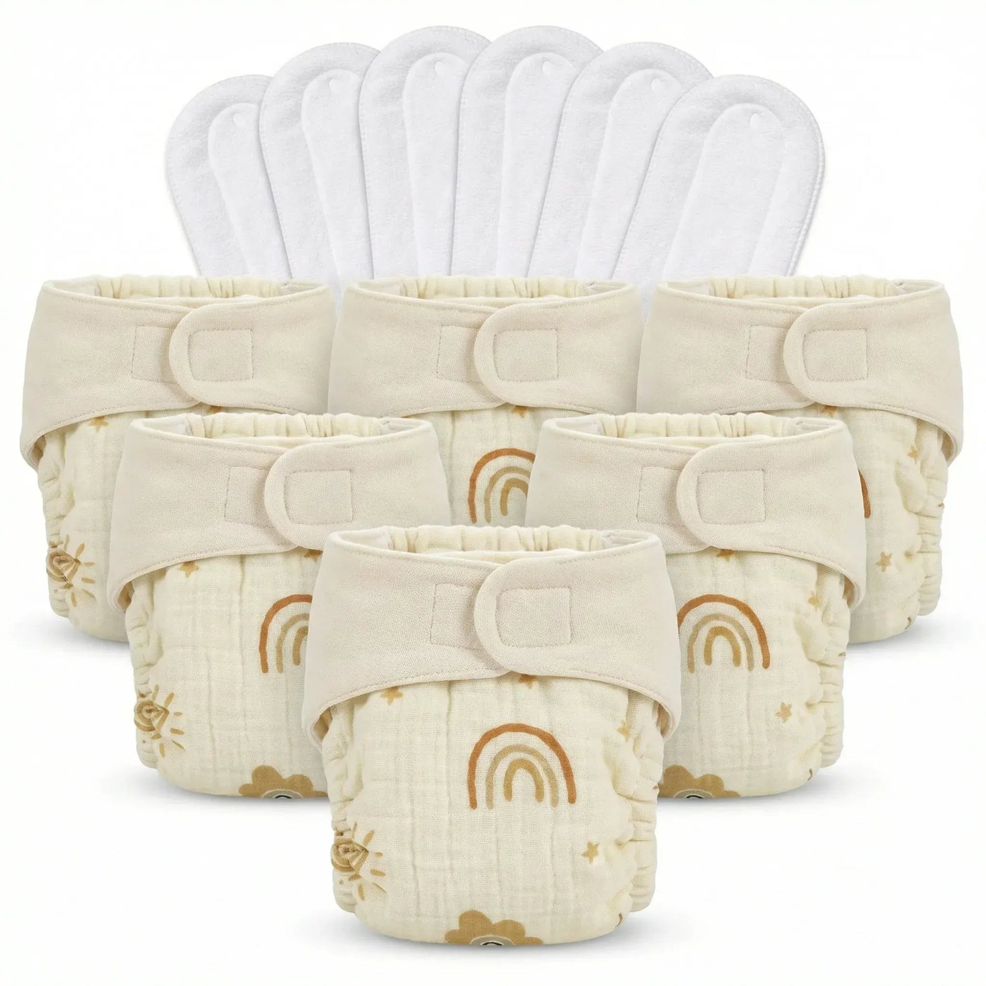 Pack of 6 Organic Reusable Muslin Diaper with Cotton Pad | KinderBloom India - KinderBloom
